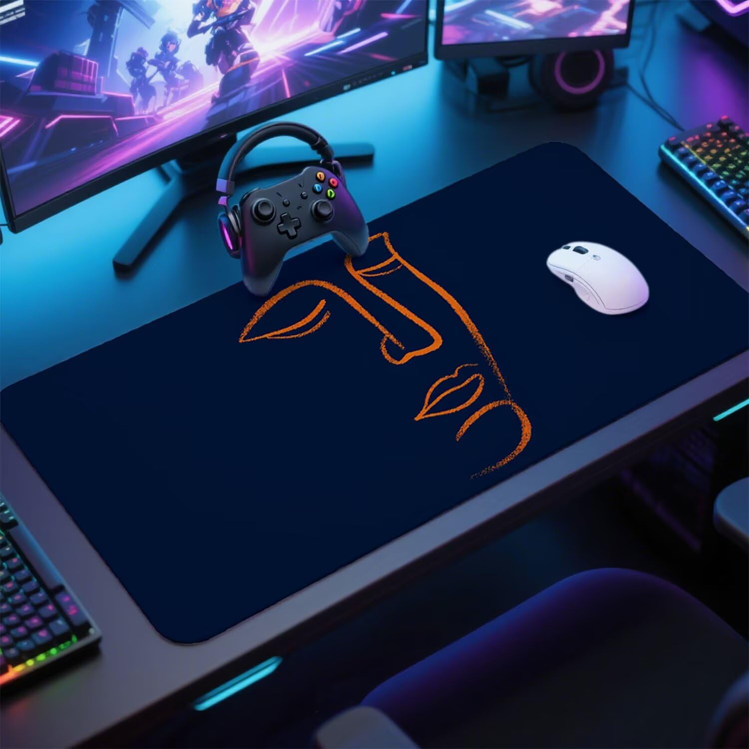 Czarna podkładka pod mysz pod mysz pod mysz do gier XXL 1400 x 600 x 3 mm podkładka pod mysz abstrakcyjna duża podkładka pod mysz dla graczy wodoodporna podkładka pod mysz PC, do klawiatury laptopa w