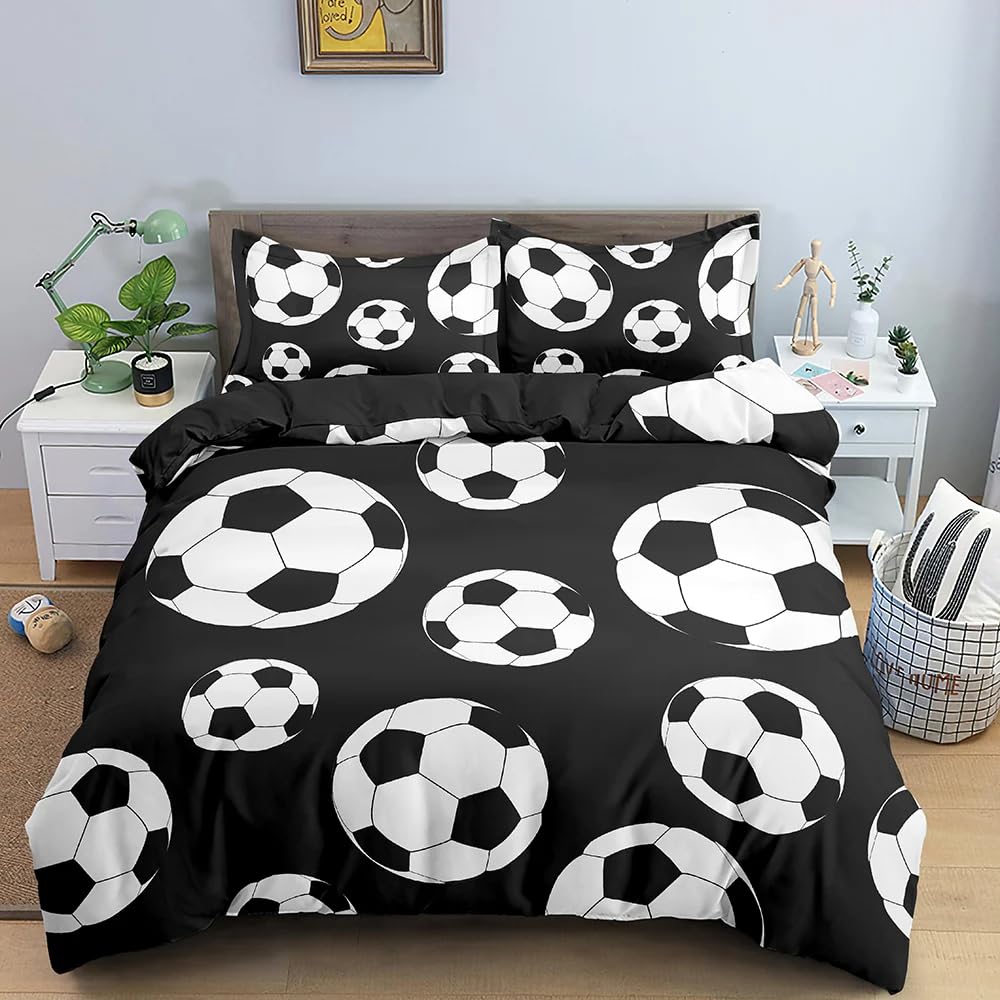 QBIDCSX Bedding Sets Single Football Bedding Sets Single Koala Duvet Cover 200x200cm with Zipper Closure, Hypoallergenic Quilt Cover with 2 Pillowcase for Boys Kids Girls