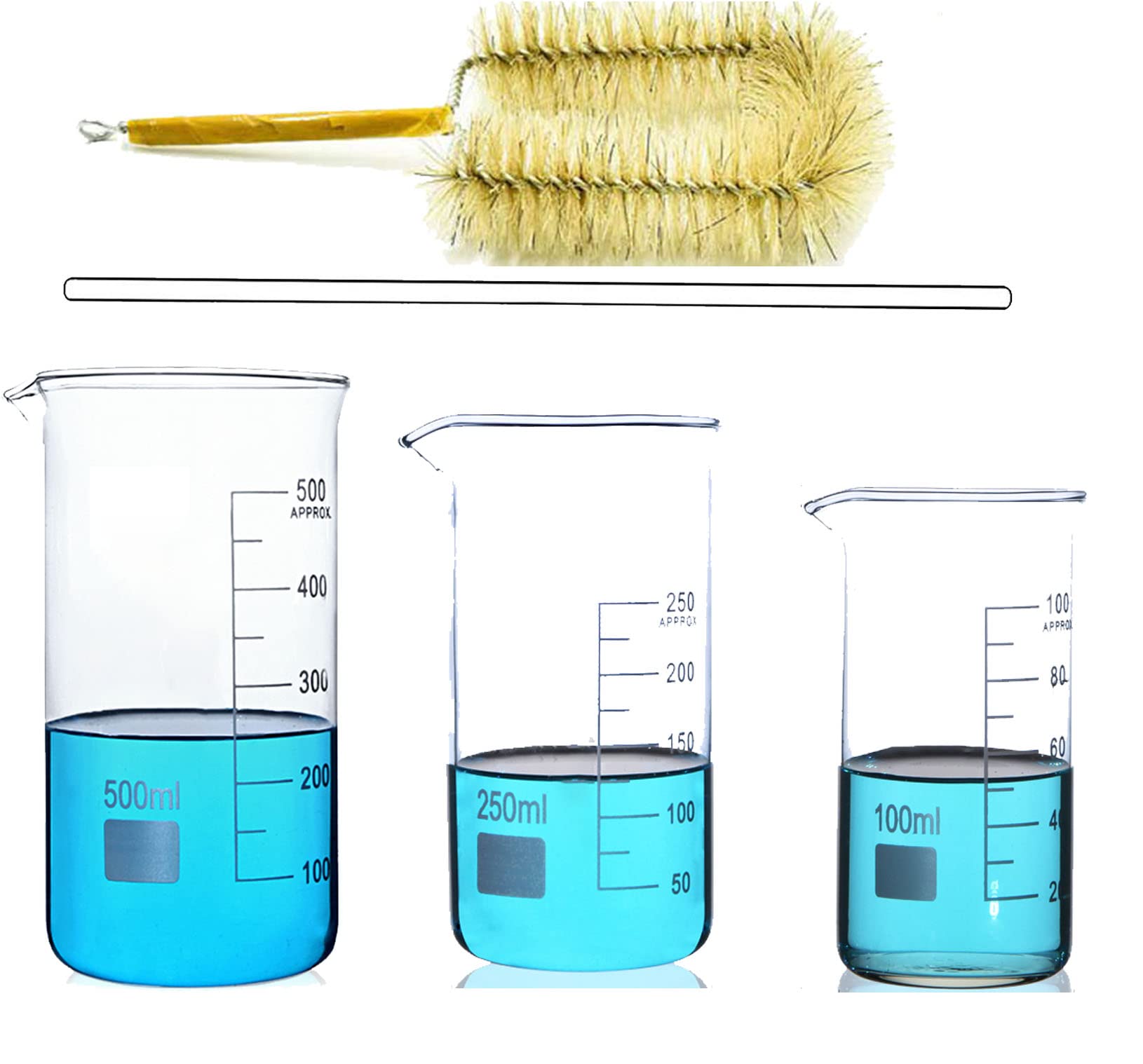 Set di bicchieri graduati, misurino in vetro, caraffa graduata con beccuccio, contenitore per liquidi, bicchiere trasparente con spazzola per la pulizia e bacchetta per mescolare, strumenti di misur