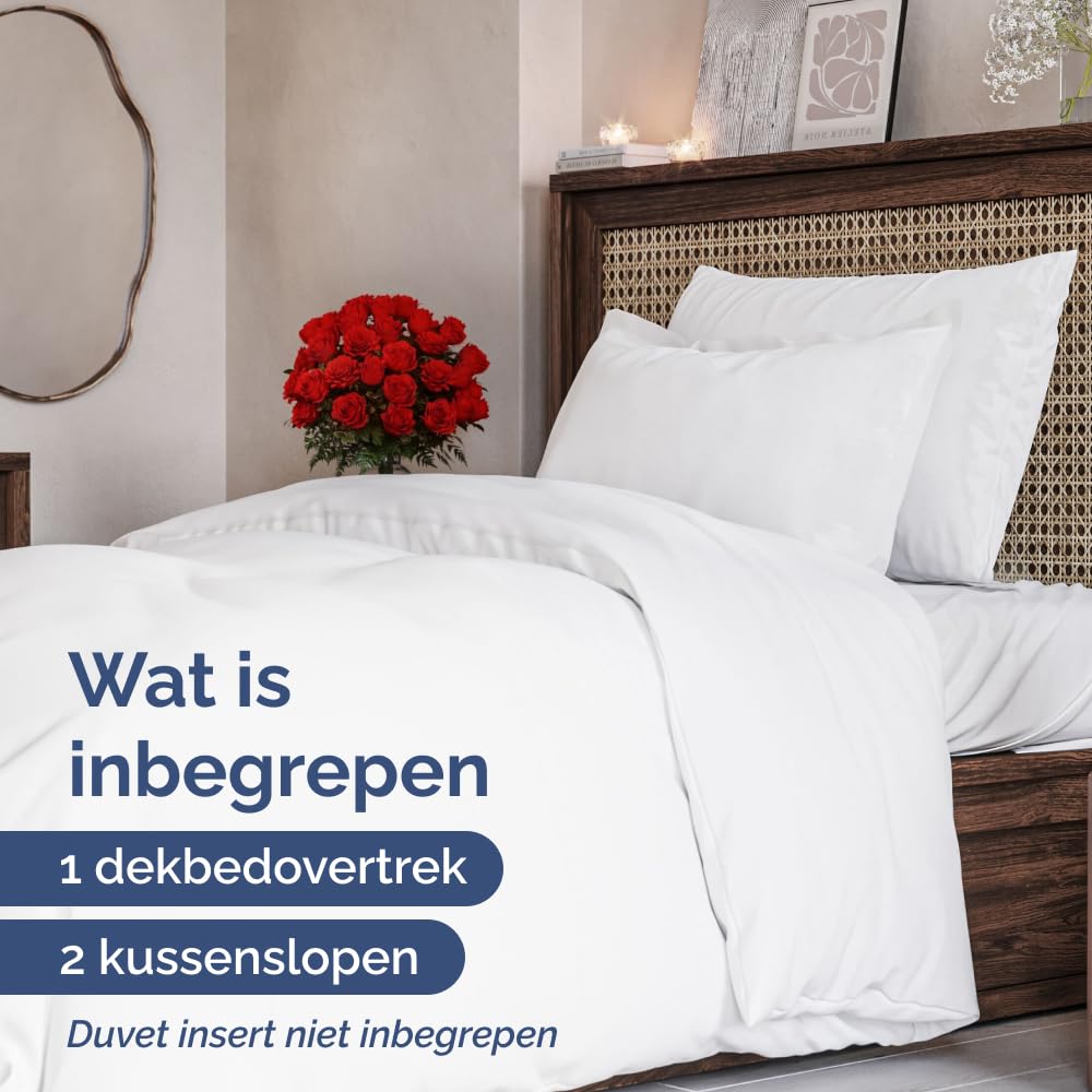 3-delige dekbedovertrekset - dekbedovertrek 140x200, 2 kussenslopen 65X65 - zachte, ademende microvezel polyester van kwaliteit - ritssluiting en hoekbandjes voor pasvorm - OEKO-TEX - wit