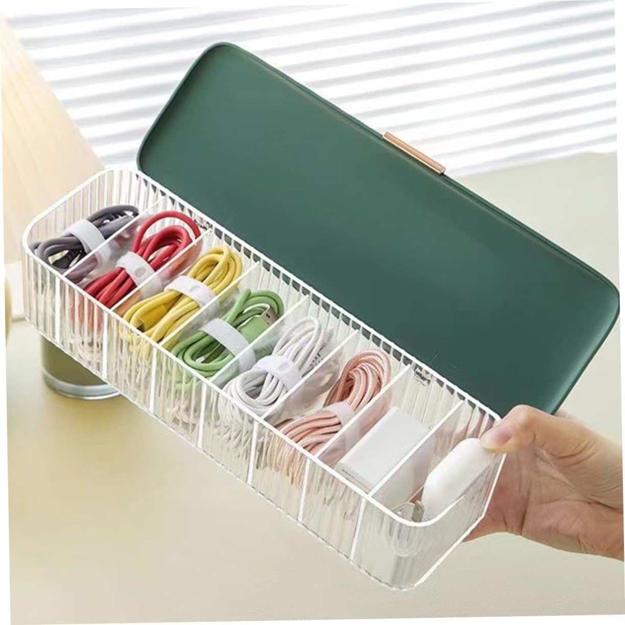 4pcs Desktop Cable Storage Box Efficient Cable Management for Desk Organizer Cover Portable and Compact Design Green for Use