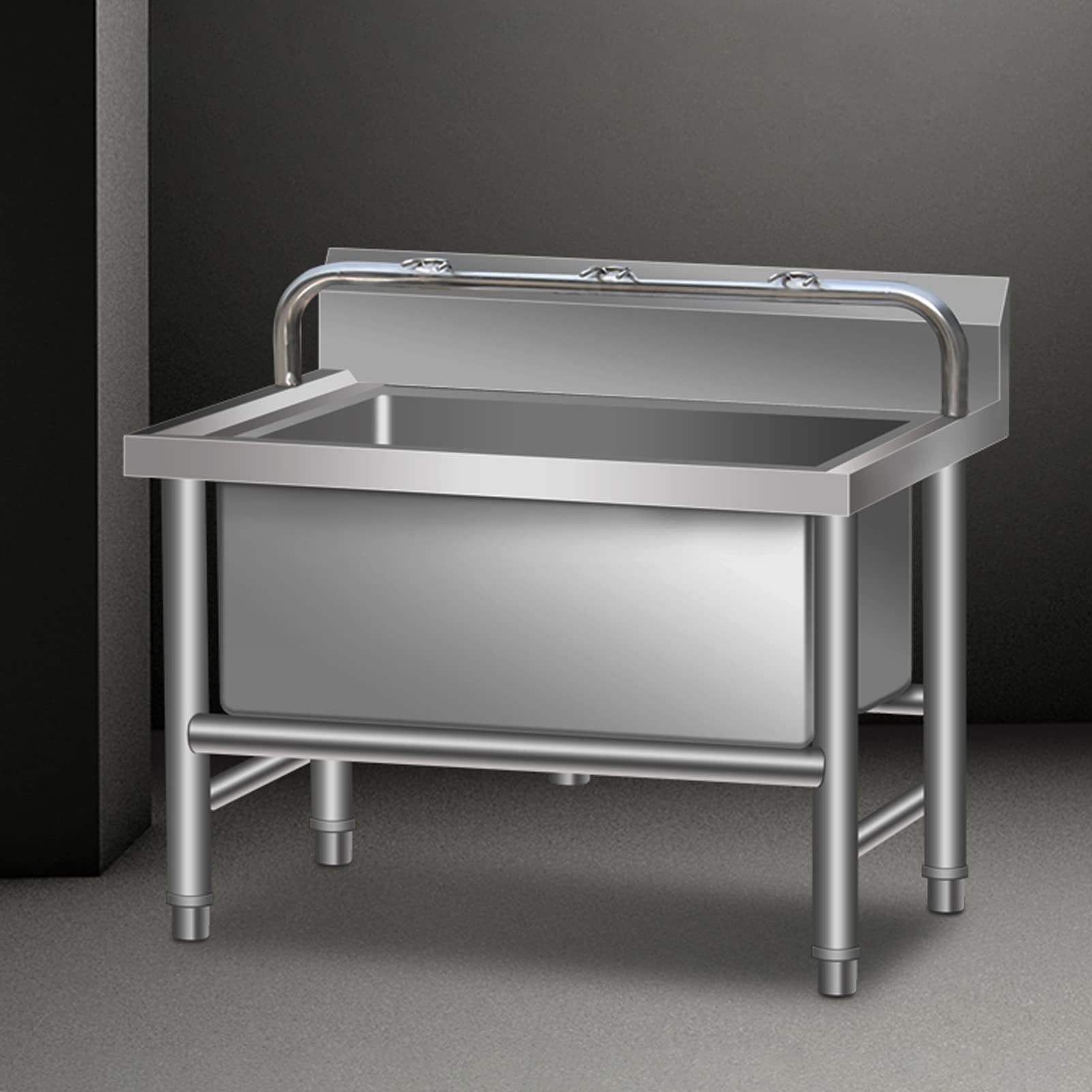 ASerZenith Commercial Floor Mount Mop Sink, Stainless Steel Slop Sink Laundry Tub For Garages, Basements, Restaurant,60X60X55Cm