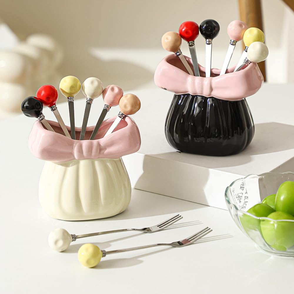 (6 Stück) Edelstahl Obstgabel Set Vorratsglas Haushalt Dessert
