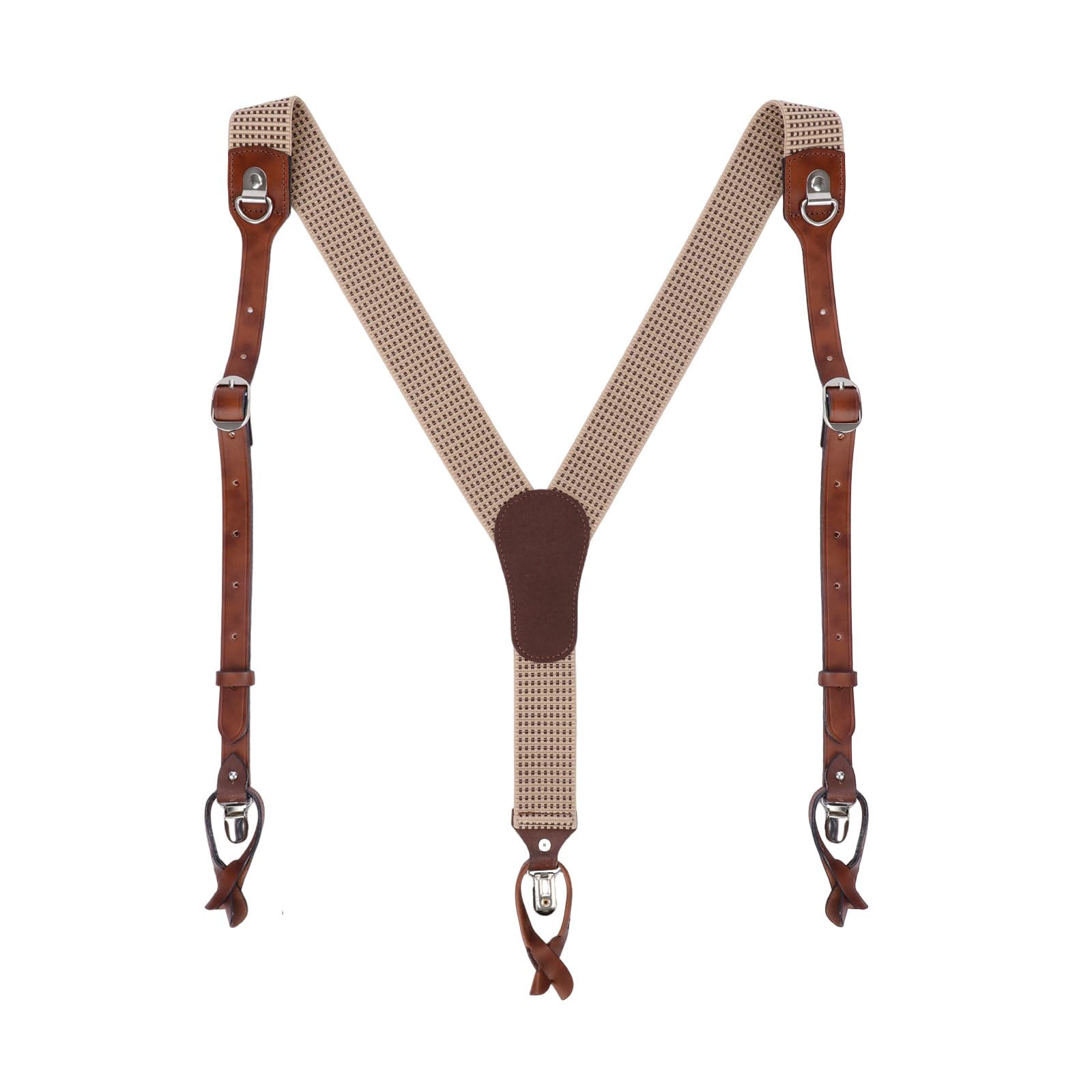 TOURBON - Elegante soporte de cuero para hombre con clips fuertes, tirantes elásticos ajustables en forma de Y, tirantes de trabajo de 4 cm de ancho