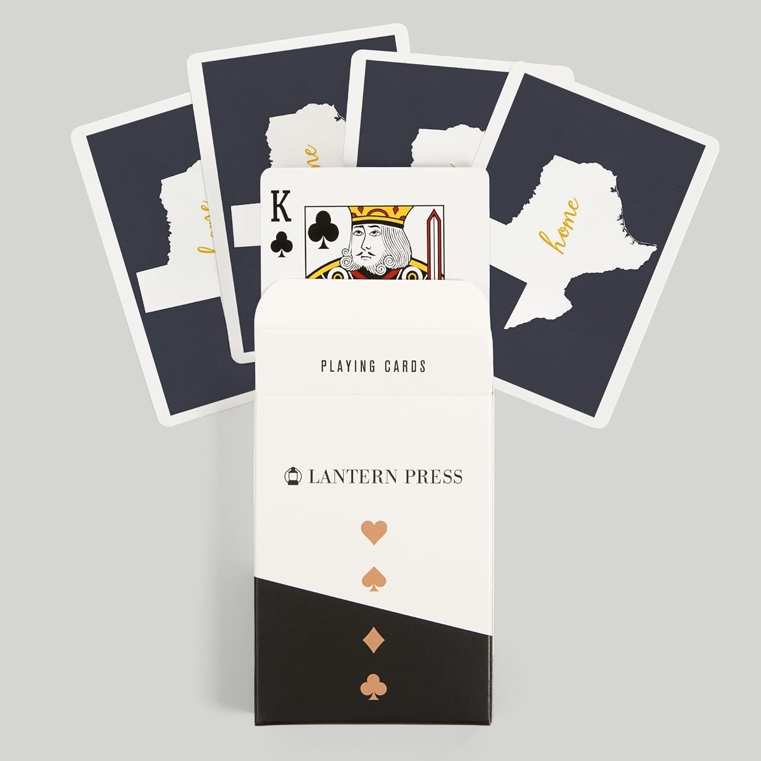 Lantern Press Texas, Home State, White on Gray, 52 Playing Cards for Adults, Poker Size Card Deck