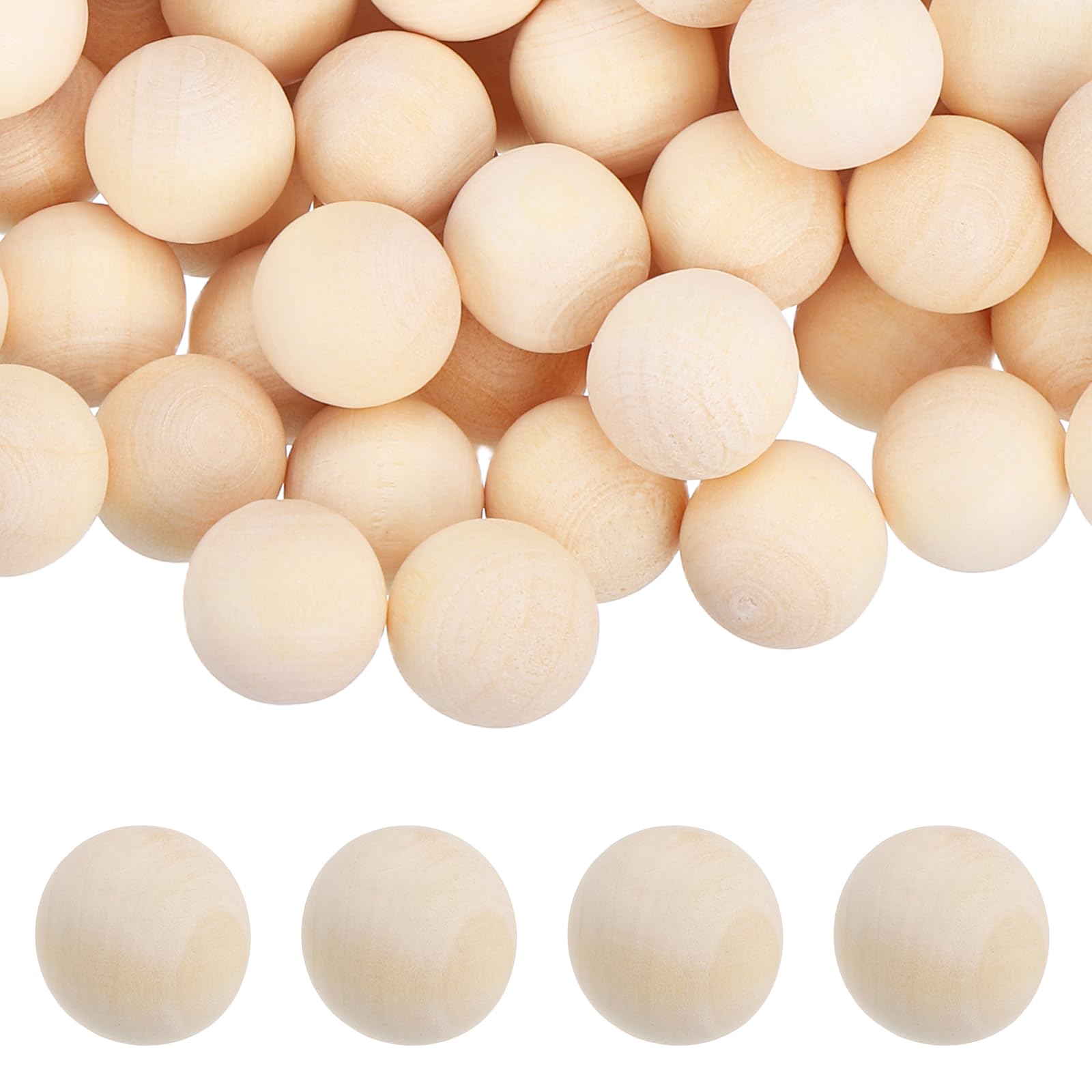 sourcing map 50 Pack Wood Balls, 14mm Unfinished Wooden Balls, Solid Hardwood Small Round Beads Natural Birch Wood Spheres for DIY Crafts, Christmas Ornaments, Jewelry Making
