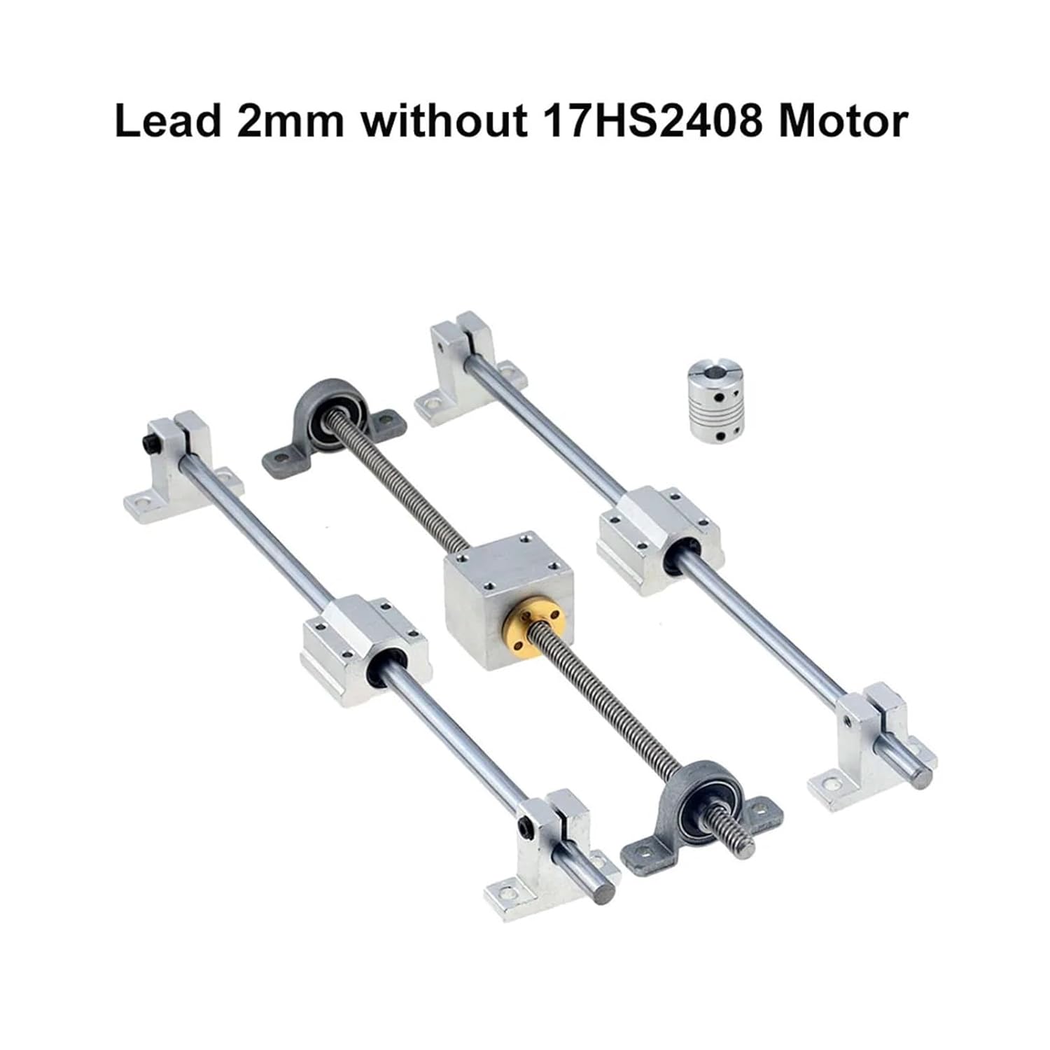 Linear Motion Ball Screw Machine Parts Guide Rail Sets T8 Lead Screw 2mm + Linear Shaft 8mm + KP08 SK8 SC8UU+ Nut Housing + 1PC Coupling(600mm)