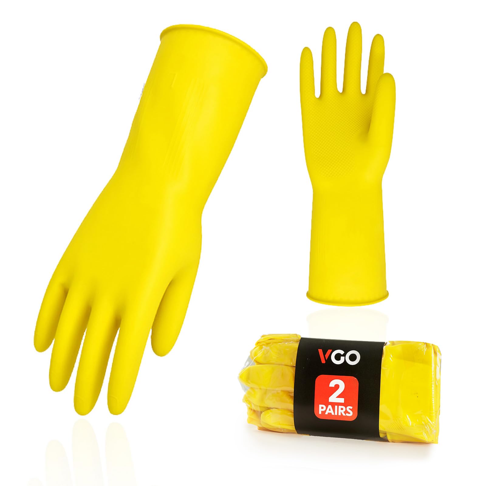 Vgo... 2-Pairs Reusable Household Gloves, Rubber Dishwashing gloves, Extra Thickness, Long Sleeves, Kitchen Cleaning, Working, Painting, Gardening, Pet Care (Size XL, Yellow, HH4601) (B09T3JQ1MR) Amazon Price History, Amazon Price Tracker