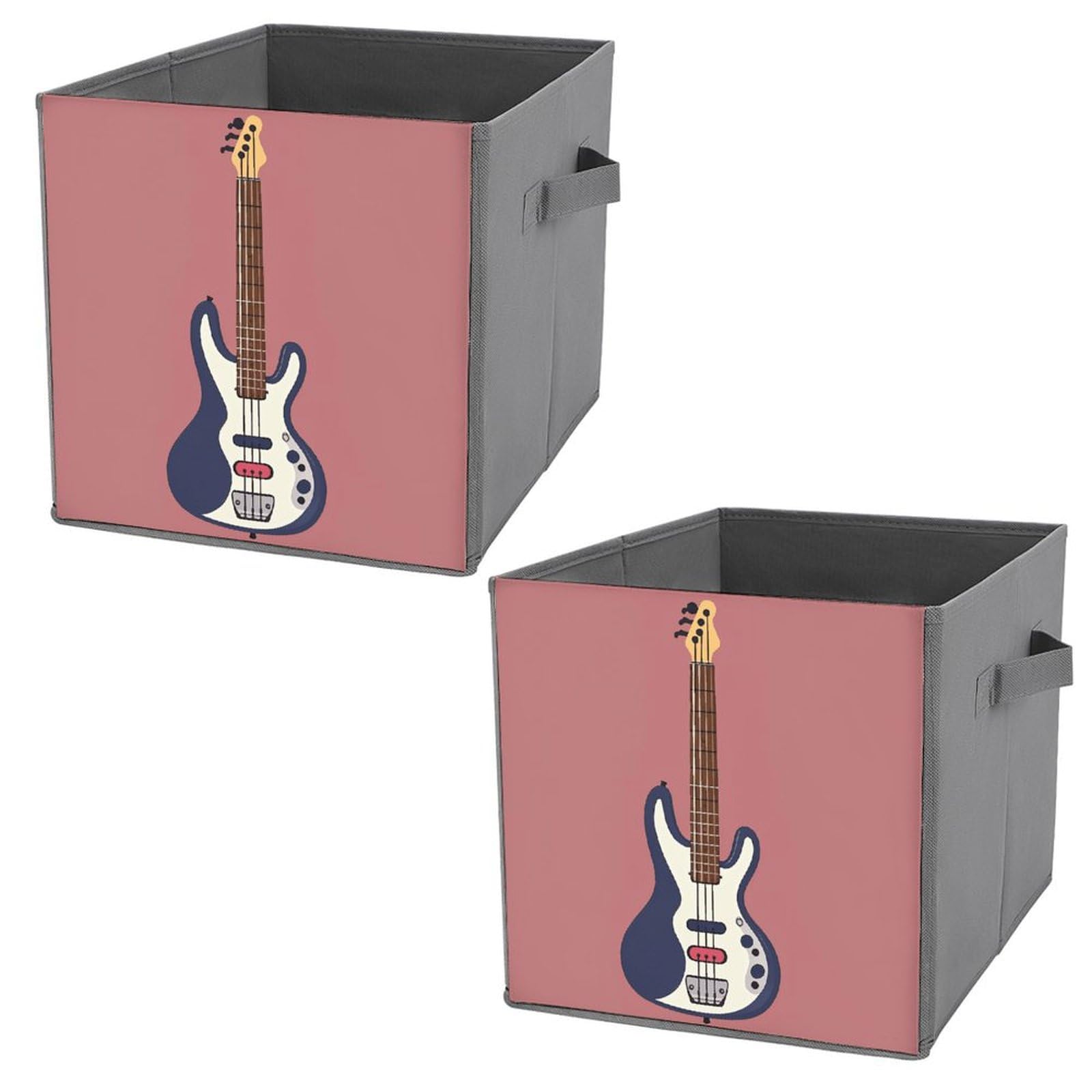 Bacs de rangement pliables cube musique avec poignées cuir pour vêtements