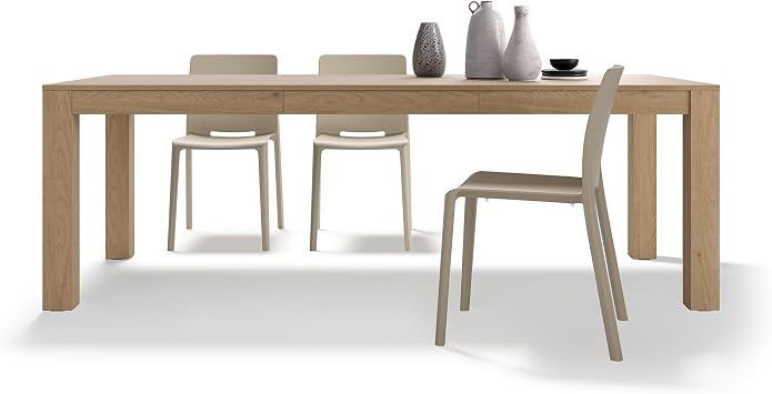 Mobili Fiver, Rachele Extendable Dining Table, 160225 x90 cm, Light Oak, for 6-8 People, Expandable Dining Table for Kitchen, Living Room, Italian Furniture