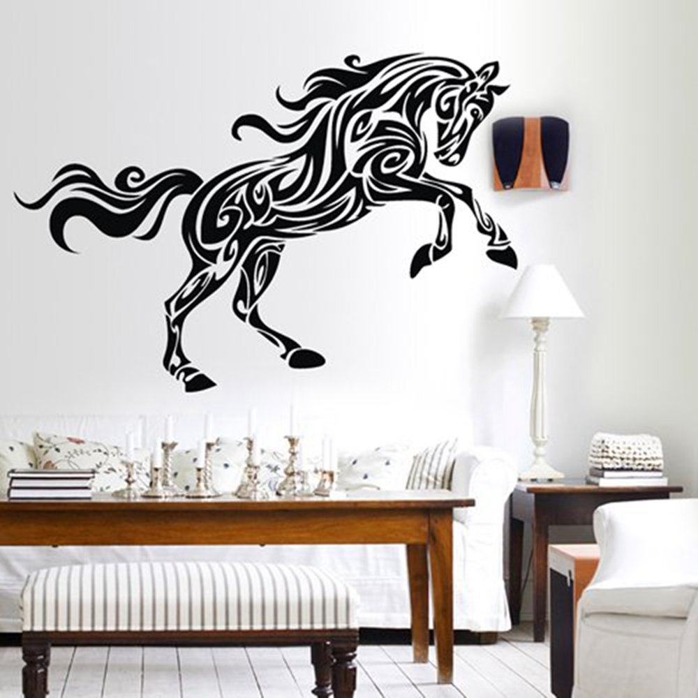 ColorfulHall 23.6" X 35.4" New Black Horse Wall Sticker Mural Art Decal Removable Wallpaper Livingroom Bedroom and Tv Wall Decor