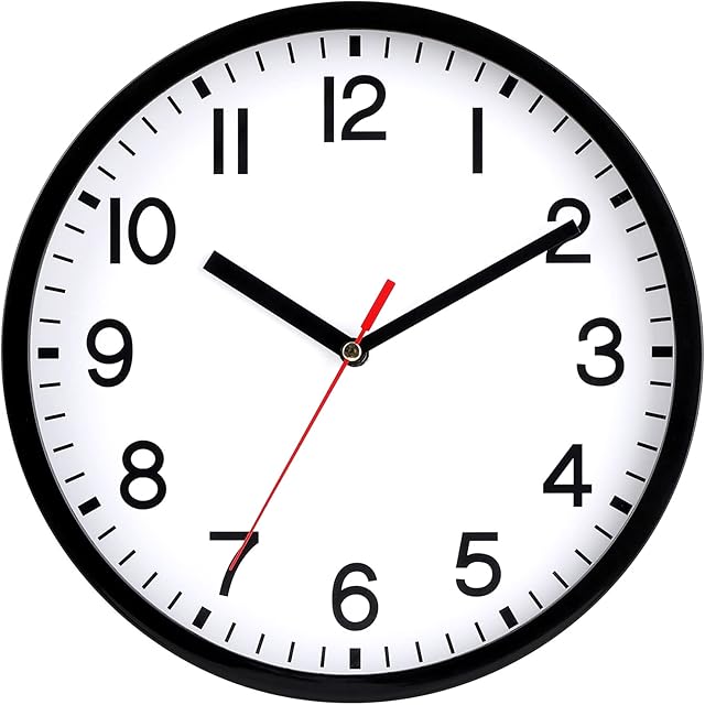 Wall Clock Silent & Non Ticking Modern Quartz 9"- Battery Operated Digital Quiet Sweep Office/home/school/Kitchen Decor Clocks