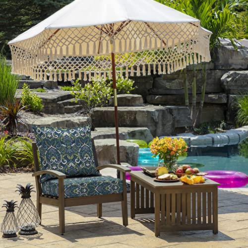Image of Arden Outdoor Deep Seat Cushion Set (4-Pack), 22 in x 24 in, Weather-Proof, Rain-Proof, Fade Resistant Patio Cushion for Chair, Sofa, and Couch Sapphire Aurora Blue Damask
