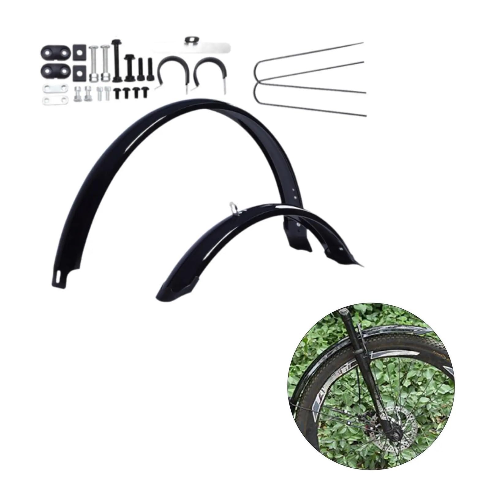Generico Parafango Anteriore e Posteriore for Bicicletta, Set di staffe Regolabili in Metallo for Pneumatici da 26 Pollici, Copertura Completa, Installazione Semplice, Robusto | Bicycle Mudguard