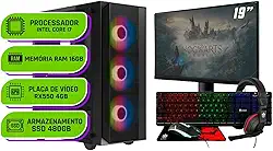 PC Gamer Completo Alligator Shop Intel i7 3770, Radeon RX 550 4GB, Memoria 16GB DDR3, SSD 480GB, Monitor 19 Polegadas