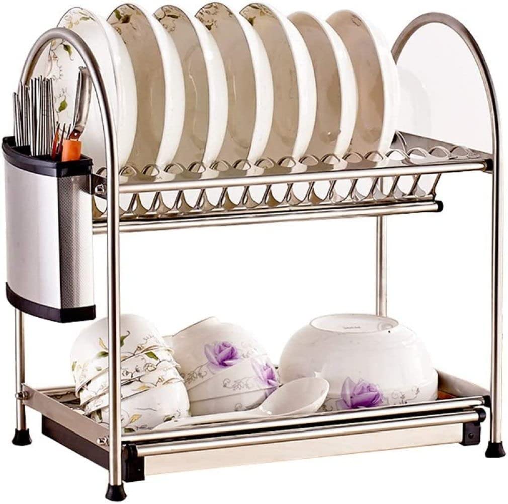 SaryEdge Multifunctional Dish Drainer, 304 Stainless Steel Drying Rack, Kitchen Supplies Drain Storage Rack,