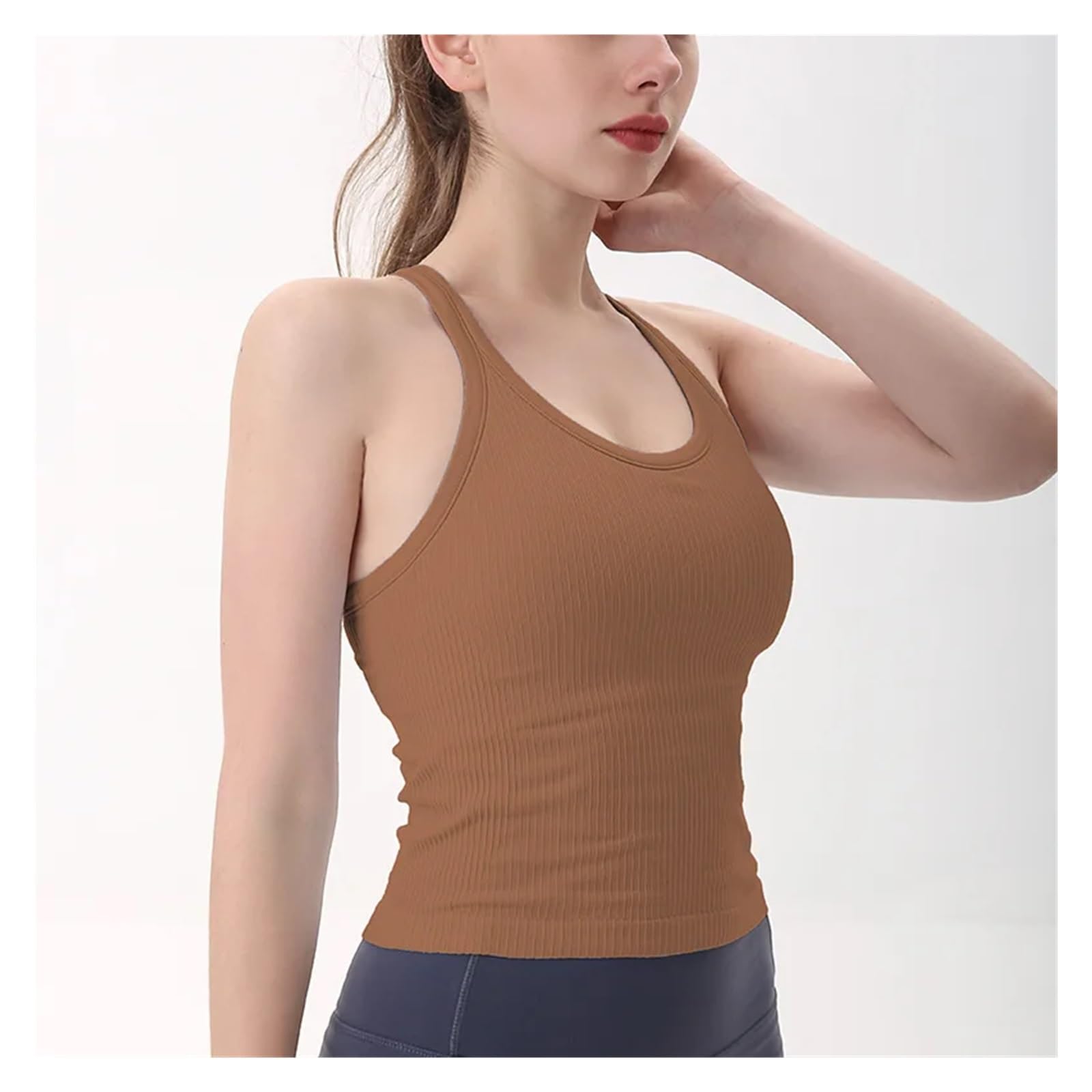 Canotta Fitness da Donna Canotta da Donna con Reggiseno, Canottiera da Palestra for Yoga, Senza Maniche, con Incrocio sulla Schiena, Canotta Attillata Estiva da Donna