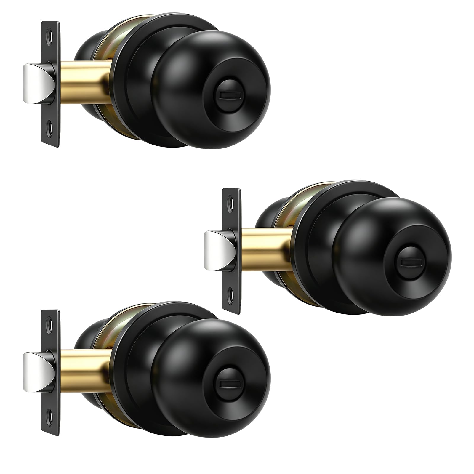 Matte Black Keyed Entry Door Knobs - 2 Pack -19