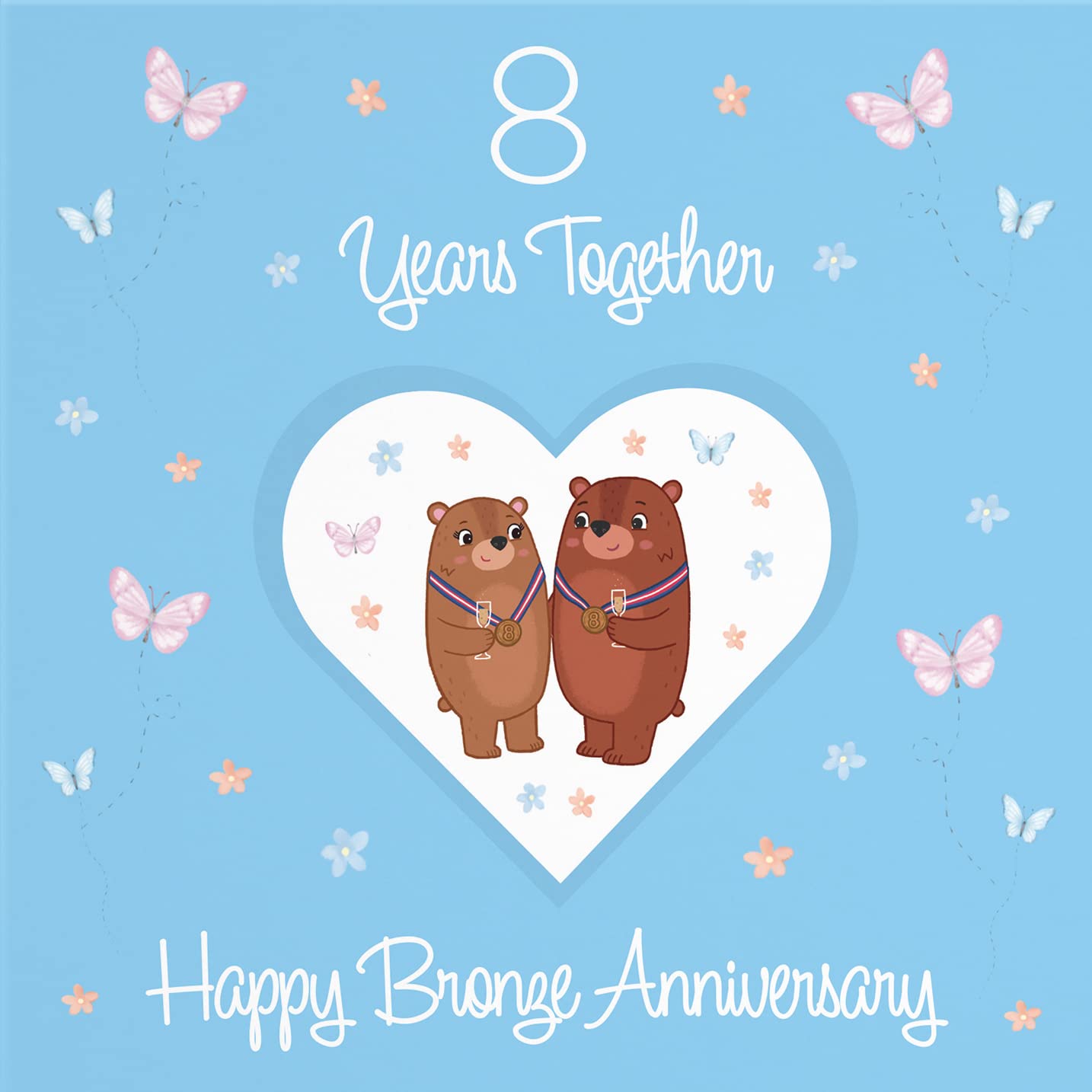 Hunts England, 8th Anniversary Card For Him Or Her, 8 Years, Bronze Anniversary, Romantic Meadows, Fun Card - Image 2