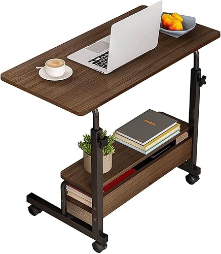 Escritorio pequeño para laptop, escritorio portátil de espacio pequeño, sala de estar, sofá, dormitorio, mesita de noche con almacenamiento,