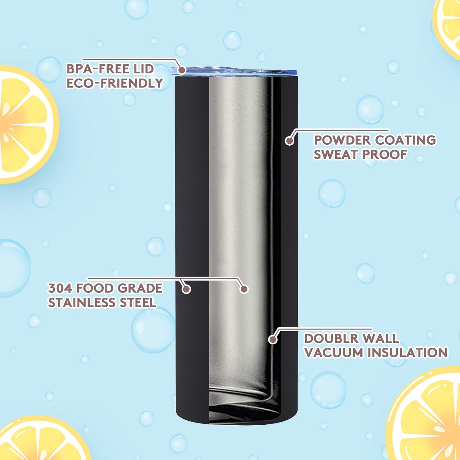 Dongni Skinny Tumbler with Lid 20 oz Stainless Steel Vacuum Insulated Double Wall Travel Coffee Water Tumblers Cup (Mix 16pack) - Image 2