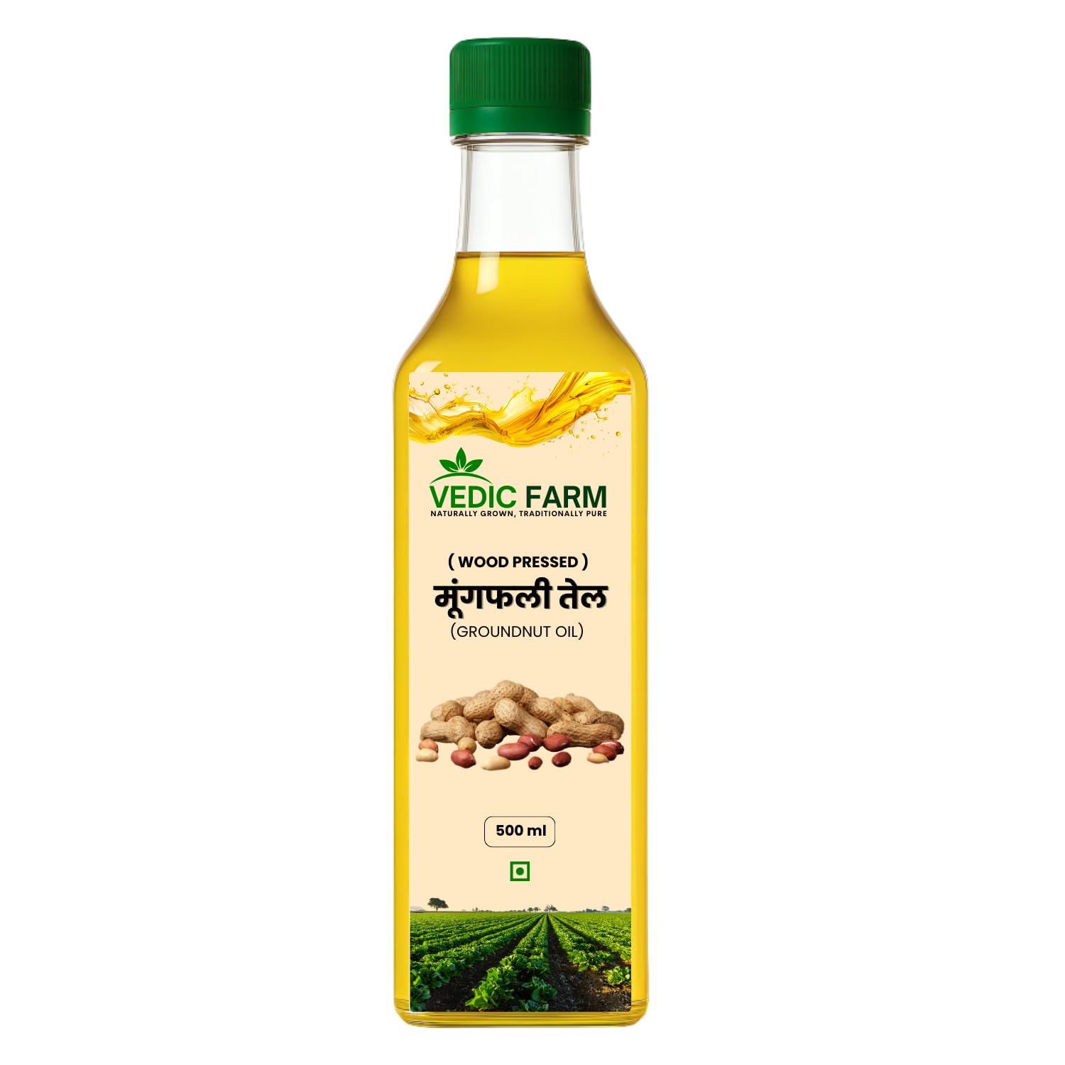 Vedic Farm Wood Pressed Groundnut Oil | Cold Pressed Peanut Oil | 100% Pure & Natural Cooking Oil | Traditional Wooden Ghani Extraction | Chemical Free | Rich in Healthy Fats | Ideal for Indian Cooking & Frying 1