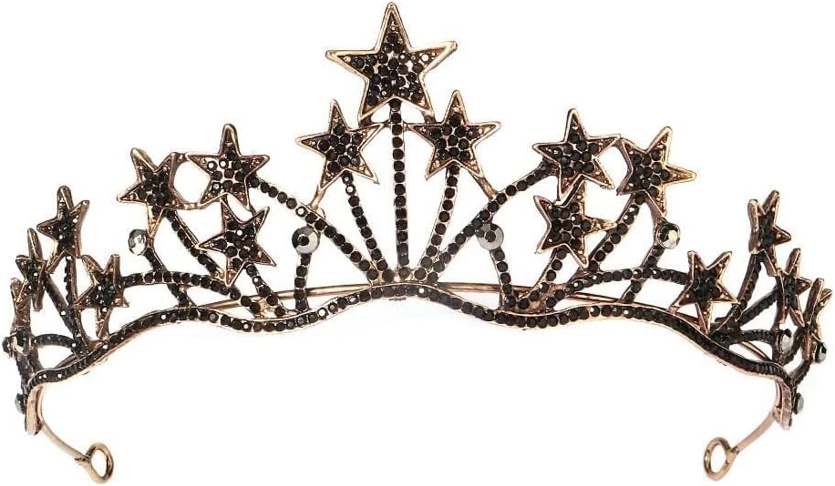 Baroque Black Crystal Rhinestone Tiara for Women - Vintage Wedding Crown, Elegant Queen Diadem, Bridal & Party Hair Accessories