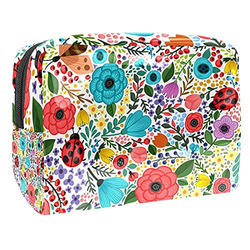 Trousse de maquillage étanche pour femme, grand vanity de voyage jaune et noir à motif imprimé