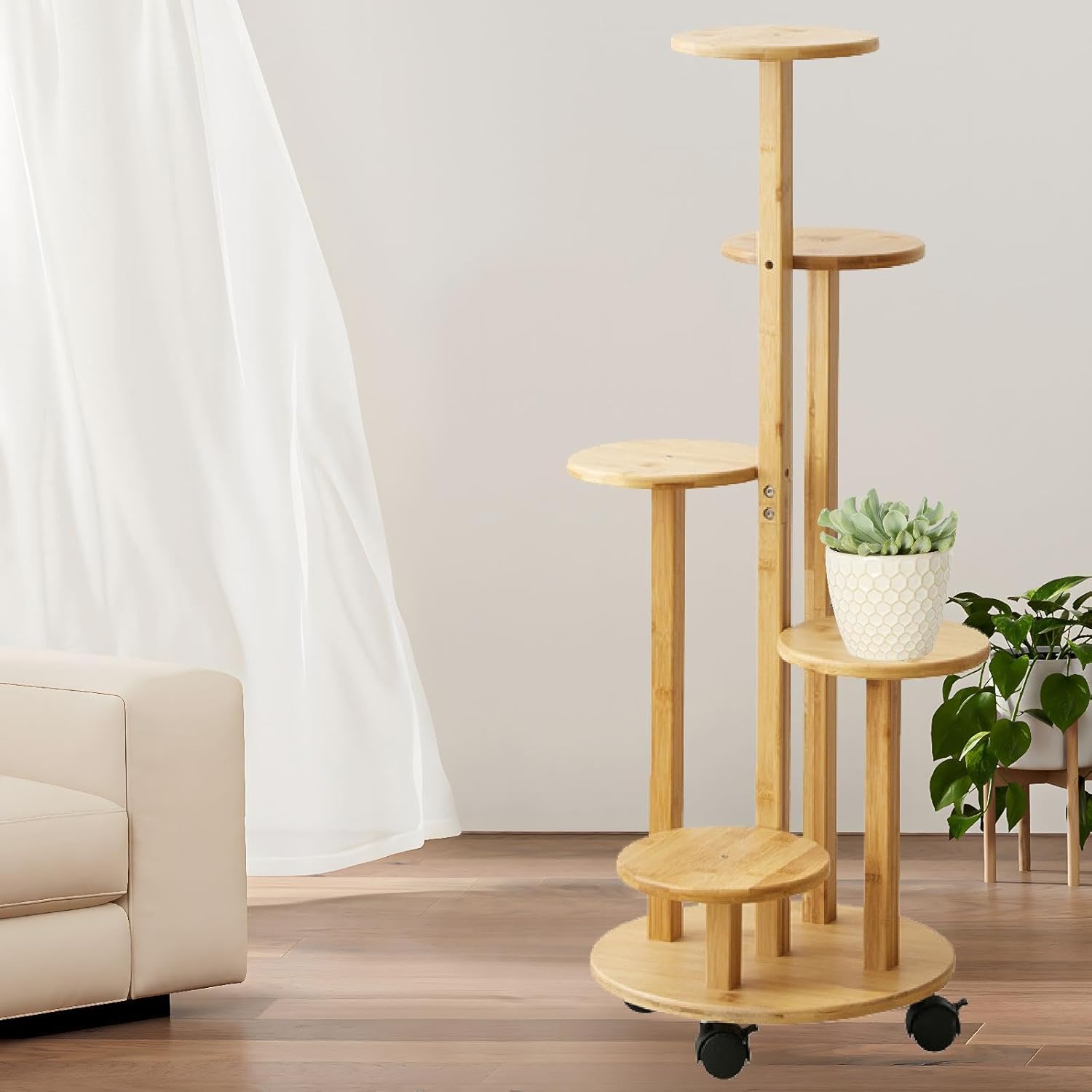 竹の植物スタンド、屋内のための多層花の棚と 1600円OFFクーポン 竹製