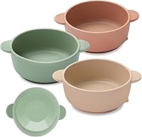 Vista 9 de Cuencos para bebés con succión, paquete de 3 suministros para destete dirigido por el bebé, cuenco de comida de silicona suave para bebés, niños