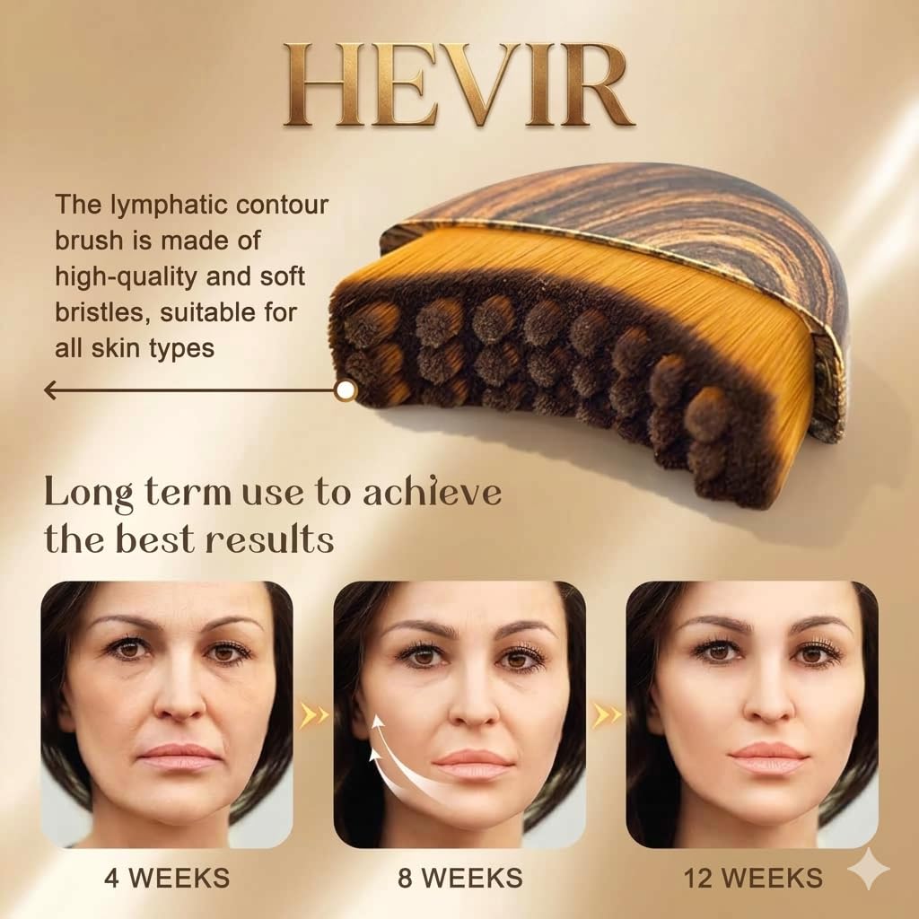HEVIR Lymphatic Contour Face Brush for Sculpting & Drainage – Jawline Chin Neck Massager, Reduces Puffiness Double Chin, Soft Bristles, Improves Glow Circulation, Travel Case Included 1