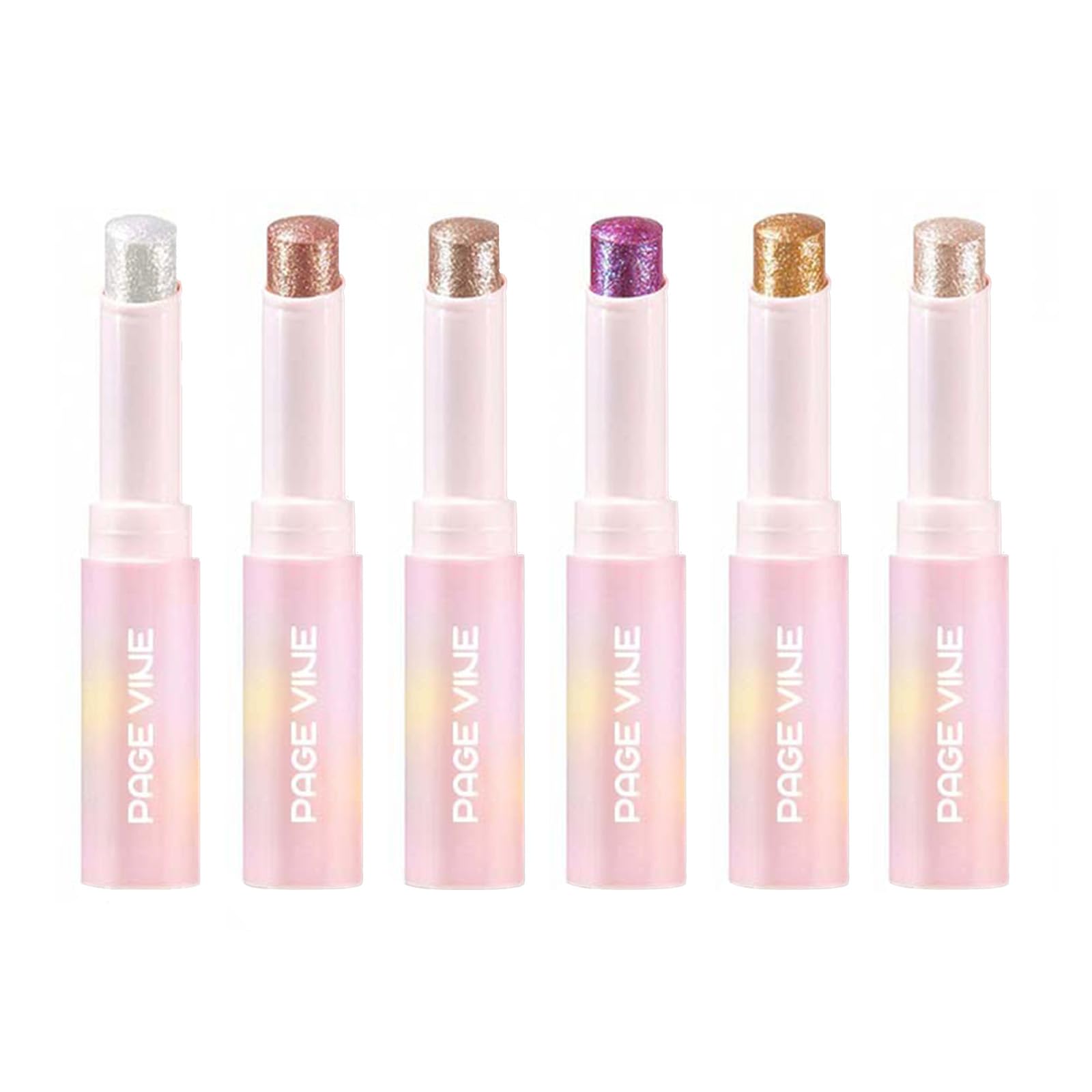 6 PCS Crystal Jelly Glaze Stick Crystal Jelly Highlighter Eyeshadow Stick Shiny Multi-coloured Pearlescent Shimmer Lip Balm Sparking Shine All in One Crystal Jelly Face Makeups