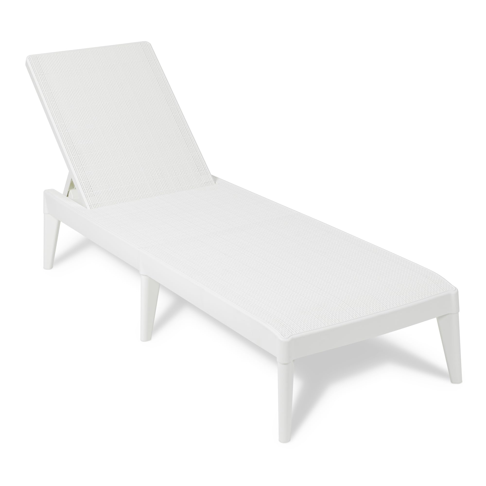 Toomax Sirolo tumbona de tomar el sol color blanco efecto ratán, tumbona de jardín en plástico resistente anti-UV 60x186x29h cm, con respaldo ajustable, para exteriores, terraza y piscina