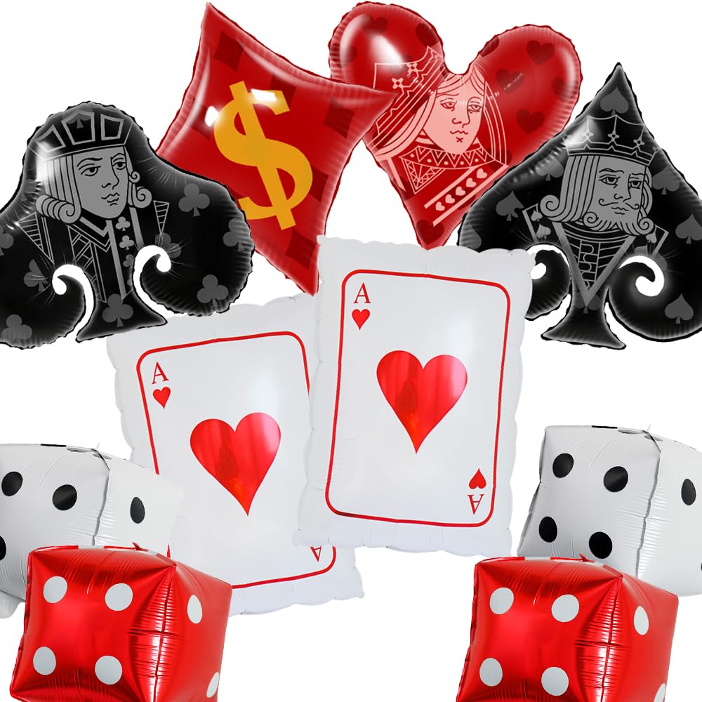 Casino theme party decorations,casino balloons Las Vegas theme party Poker night party supplies,Heart Spade Diamond Club Dice Shaped Balloons for