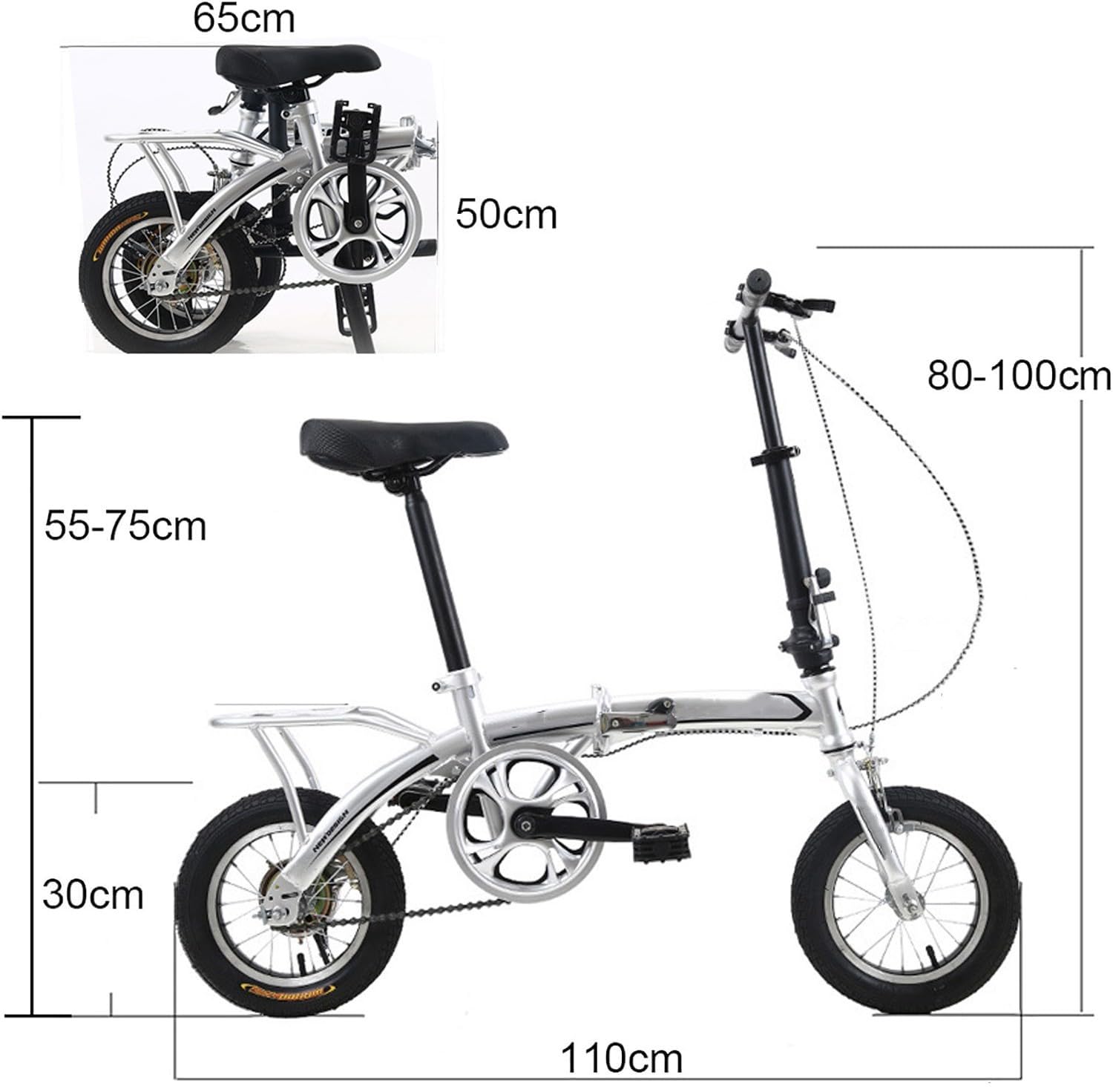 Bicicletta Pieghevole Da 12 Pollici, Bici Da Città Compatta, Per Studenti E Adulti, Mini Bici Pieghevole Leggera Per Bici Da Lavoro 3