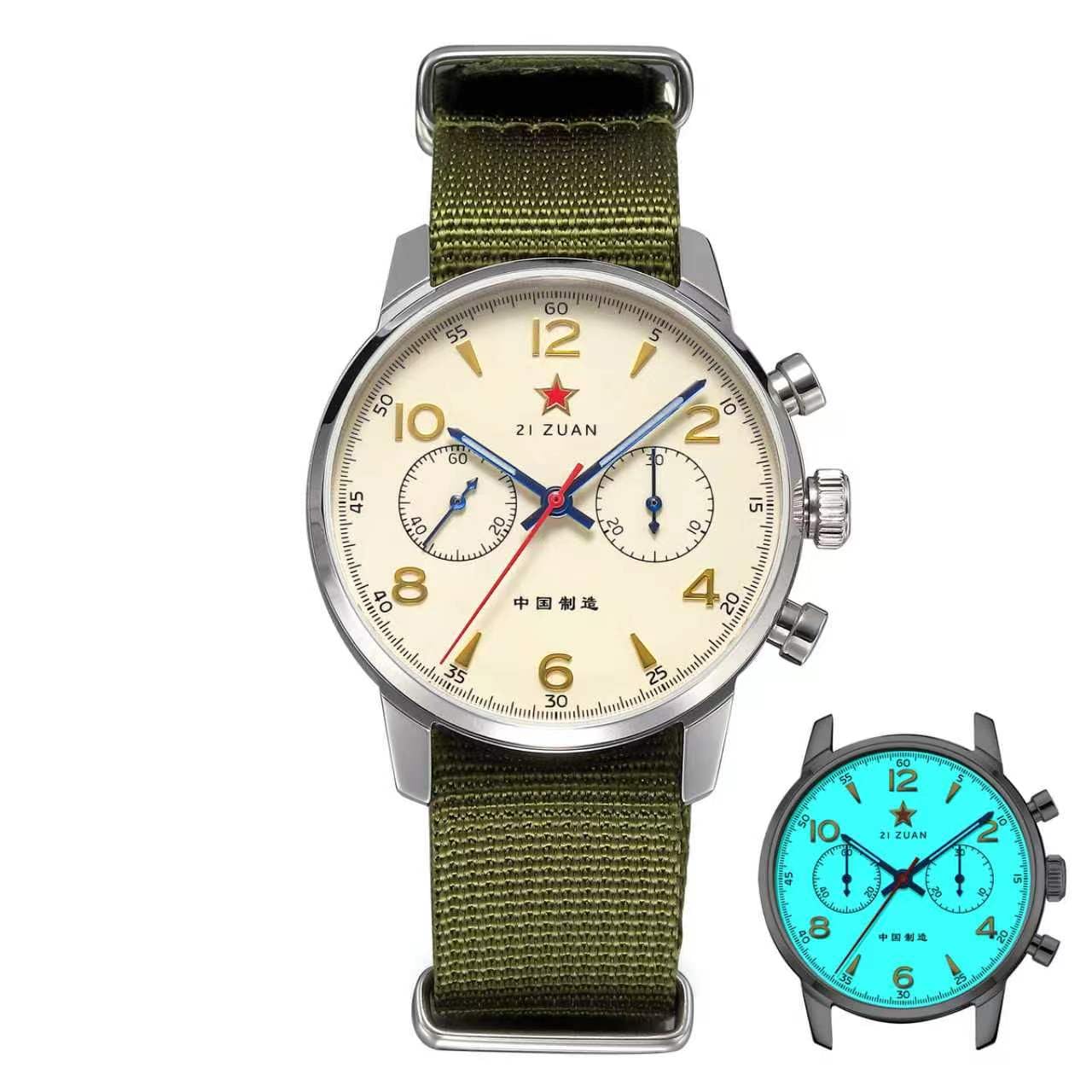 TOPHILL Classic Vintage 1963 40 mm Mechanische Herren-Fliegeruhr Chronograph mit Handaufzug, Kaliber ST1901 Seagull, Saphirglas, Gehäuse aus Edelstahl