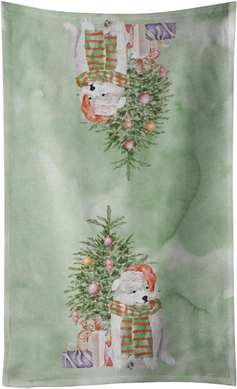 Caroline's Treasures CK8201KTWL Samoyed and Tree Kitchen Towel Dish Cloths Guest Hand Towel Decorative Bathroom Towel for Face,Tea, Dishcloth, Kitchen and Bath
