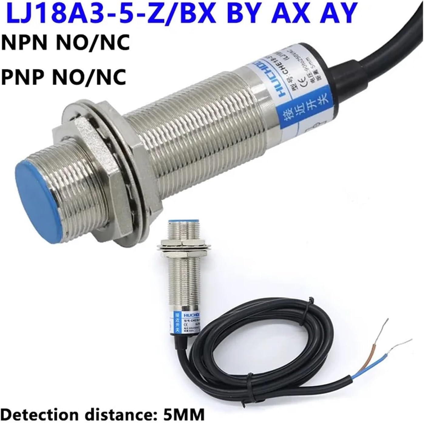 M18 5mm Sensing DC 6-36V NPN PNP NO NC LJ18A3-5-Z/BX by AX AY Cylinder inductive Proximity Sensor Switch(AX NPN NC)