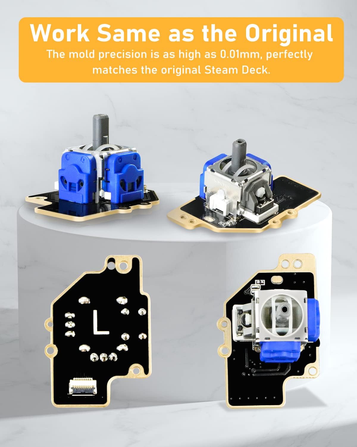 2Pack Electromagnetic Joystick Module for Steam Deck, No Drifting with 3D Hall Effect Sensor, Left / Right Thumbstick Parts Repair Kit Analog Stick Replacement Accessories for Stream deck