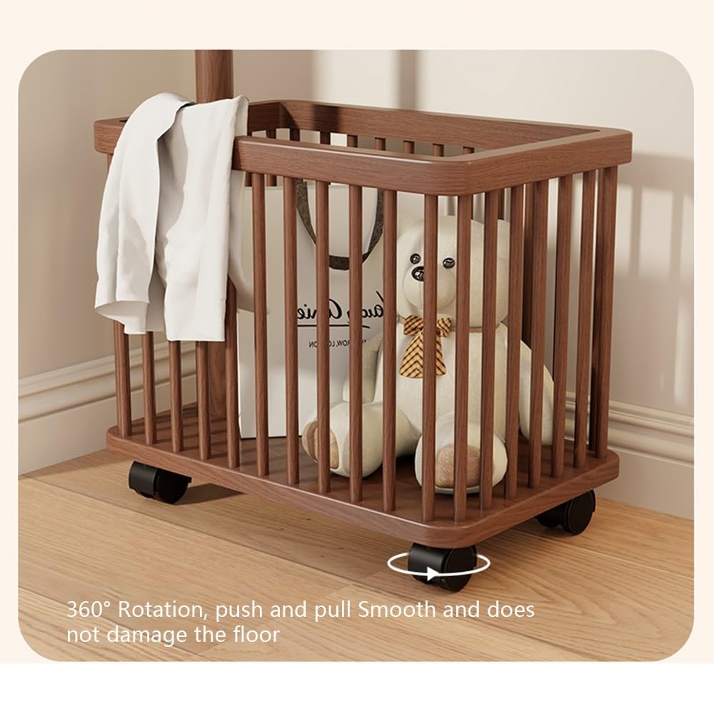 Perchero de madera maciza con forma de árbol de pasillo, mesa de noche estrecha, colgador de ropa integrado, para el suelo, dormitorio, ropa sucia, perchero para interiores, perchero de