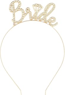 تاج للعروس مرصع بحجر الراين، رباط رأس للعروس لحفل توديع العزوبية من كازوتي، ذهبي