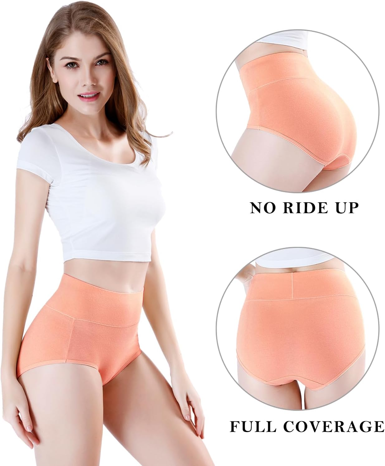 wirarpa Women's Cotton Underwear High Waisted Ladies Panties Full Coverage Briefs 4 Pack (Regular & Plus Size) - Image 2