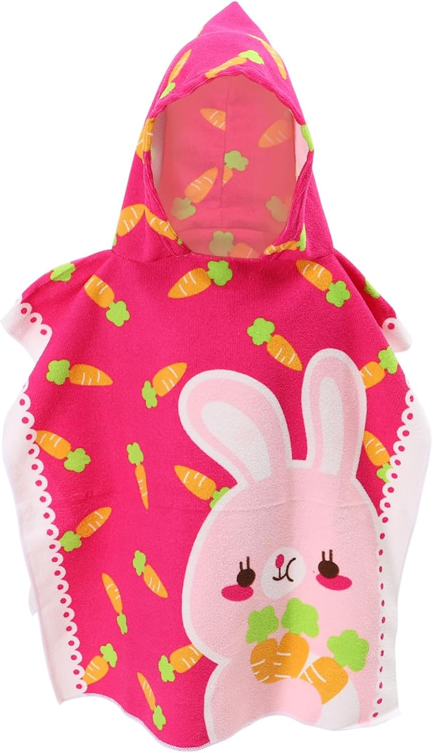 Hooded Beach Towel with Cartoon Rabbit Carrot Design Soft Hooded Bath Towel for Boys and Suitable for Bath Beach and Swimming