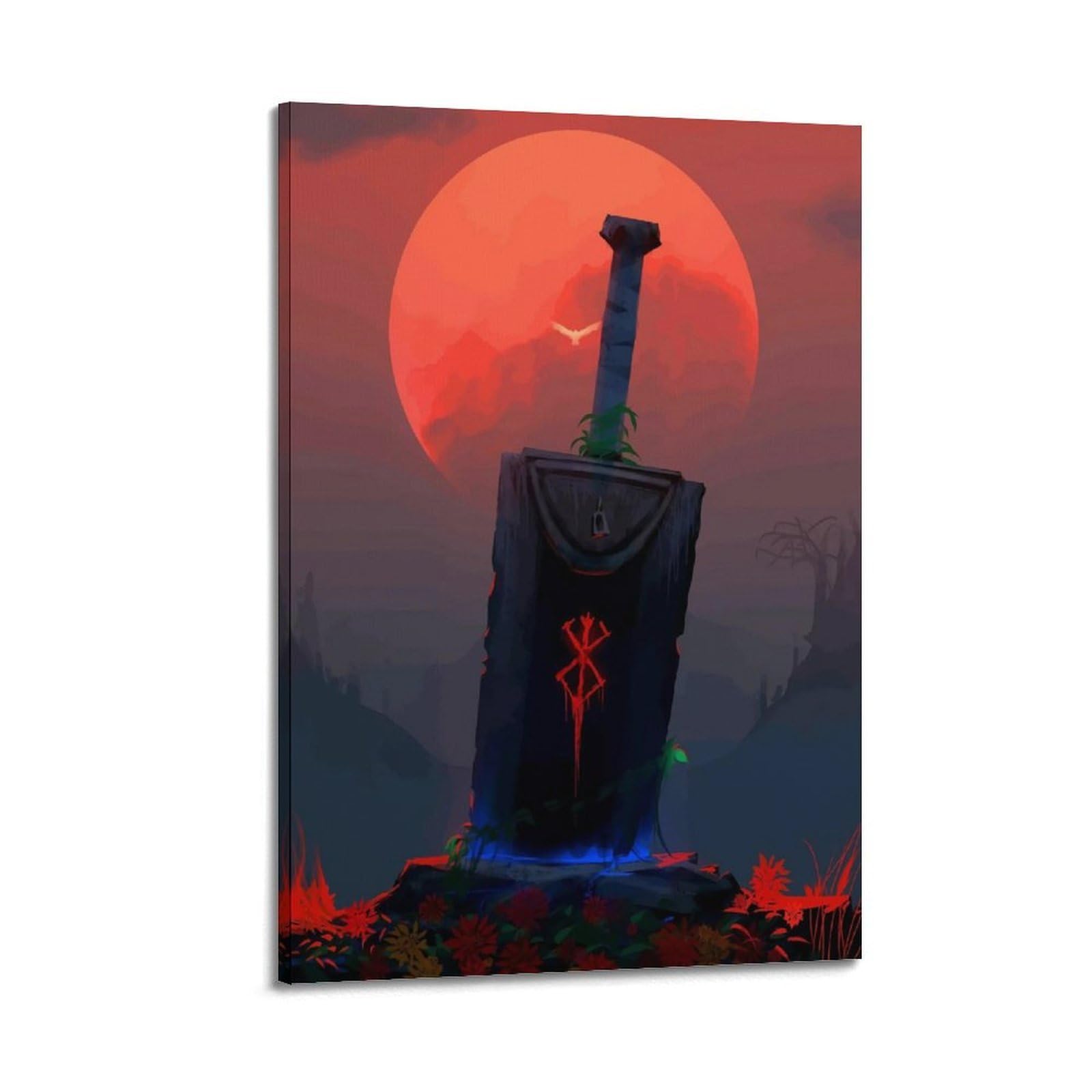SUDANGDIANZI Anime Berserk Poster Guts Sword Canvas Poster And Wall Art Modern Family Bedroom Gym Office Decor Gift 08x12inch(20x30cm) Frame-style