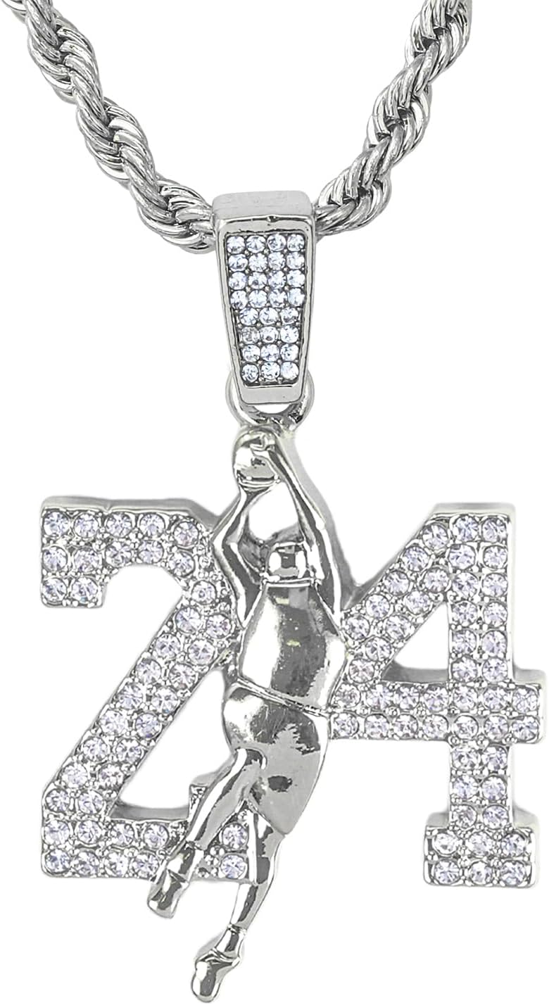 Techno Pave Men's Iced-Out Basketball Pendant with Rope Chain – Sports-Inspired Hip-Hop Necklace