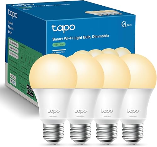 TP-Link Tapo - Bombillas inteligentes, 800 lúmenes (equivalente a 60 W), bombilla LED blanca cálida suave de 2700 K, regulable, compatible con Alexa