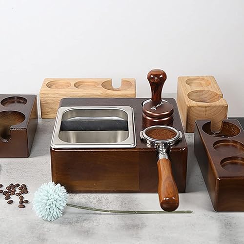 Miniatura 5 de C/M Estación de tampón de café expreso, soporte para filtro de café, caja de golpeo de expreso, base de madera, cubo de café, gran alternativa para