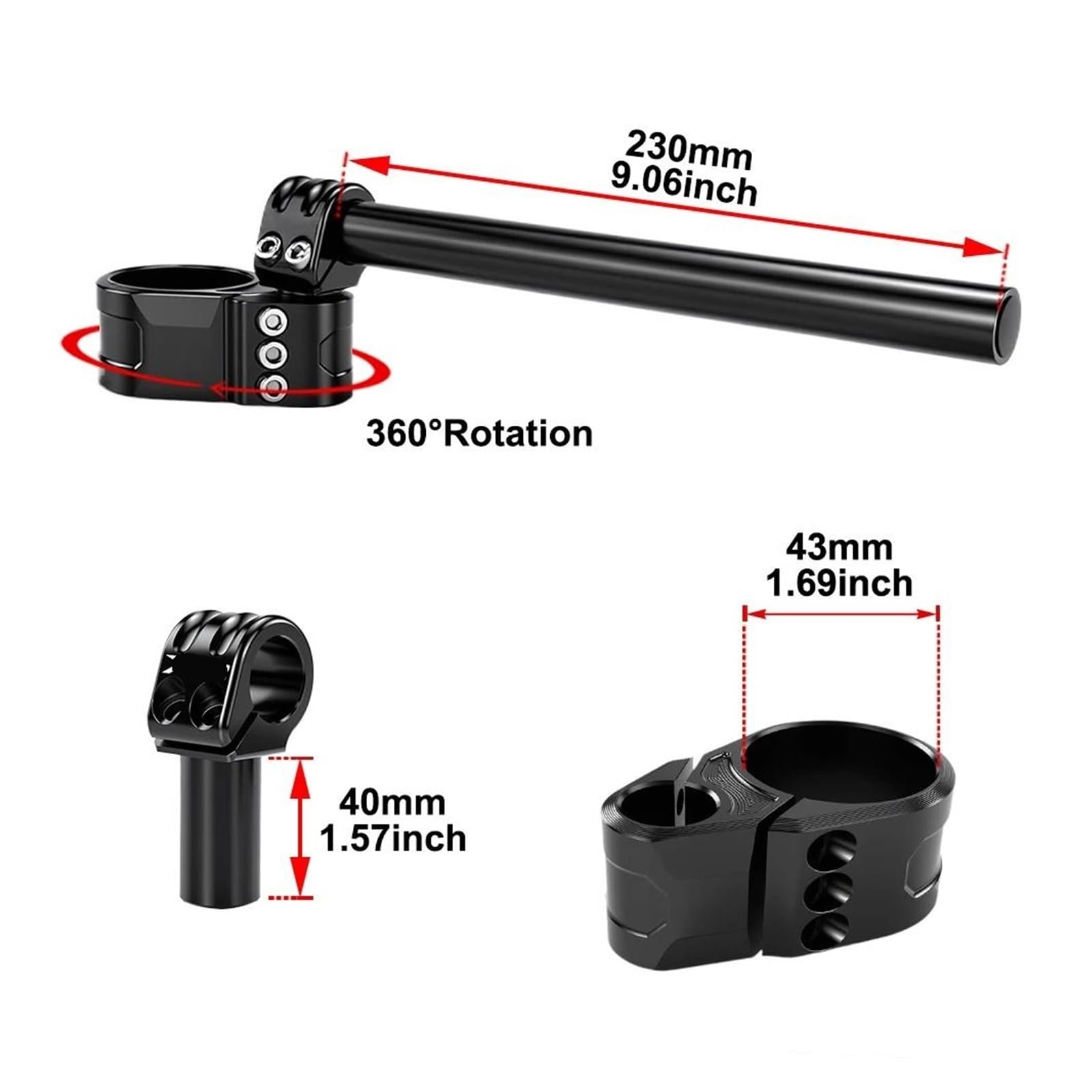 Rehausseurs De Guidon Réglables en Aluminium CNC, Compatibles avec pour CBR 600 F4 F4I, CBR1100 XX, CBX 1000 Et pour VFR800(Normal)