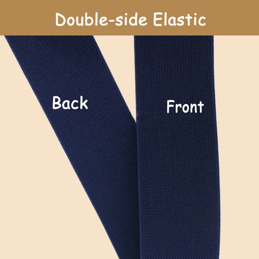 Banda elástica de punto azul marino de 2 pulgadas para coser 10 yardas, 50 mm, correas elásticas de sarga de doble cara para ropa, pantalones, cintura, pelucas, faldas, proyectos de
