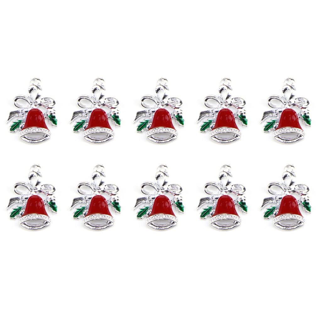 Didiseaon Holiday Jingle Bells 20pcs Christmas Alloy Charms Xmas Bowknot Bell Pendant for Necklace Bracelet Earrings Crafting Decoration Supplies Xmas Jingle Bell